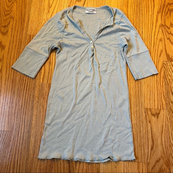 Michael Stars mint green Henley top metallic - Picture 1 of 5